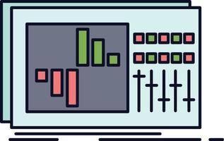 control equalizer equalization sound studio Flat Color Icon Vector