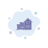 Home House Building Apartment Blue Icon on Abstract Cloud Background vector