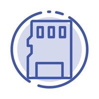 Card Memory Memory Card SD Blue Dotted Line Line Icon vector