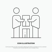 Business Cooperation Partners Partnership Team Line Icon Vector