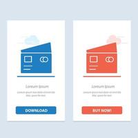 crédito débito pago global compras azul y rojo descargar y comprar ahora plantilla de tarjeta de widget web vector