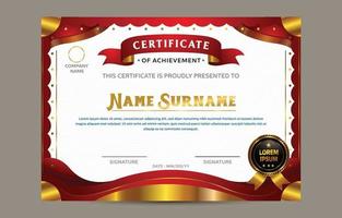 Professional Certificate Red Colour Template vector