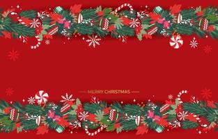 Christmas Background with Wreaths and Ornament Template vector