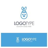 Rabbit Easter Bunny Blue Outline Logo Place for Tagline vector