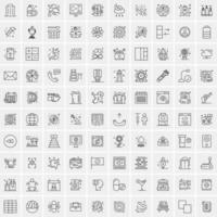 Pack of 100 Universal Line Icons for Mobile and Web vector