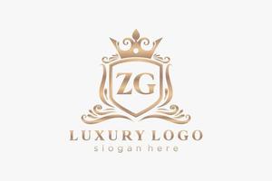 Initial ZG Letter Royal Luxury Logo template in vector art for Restaurant, Royalty, Boutique, Cafe, Hotel, Heraldic, Jewelry, Fashion and other vector illustration.