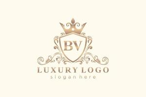 plantilla de logotipo de lujo real de letra bv inicial en arte vectorial para restaurante, realeza, boutique, cafetería, hotel, heráldica, joyería, moda y otras ilustraciones vectoriales. vector