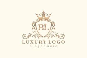 Initial BL Letter Royal Luxury Logo template in vector art for Restaurant, Royalty, Boutique, Cafe, Hotel, Heraldic, Jewelry, Fashion and other vector illustration.