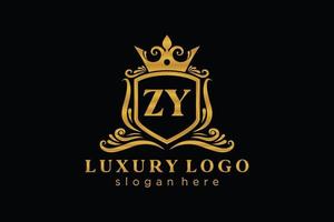 plantilla de logotipo de lujo real con letra zy inicial en arte vectorial para restaurante, realeza, boutique, cafetería, hotel, heráldica, joyería, moda y otras ilustraciones vectoriales. vector