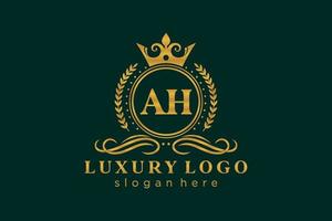 plantilla de logotipo de lujo real con letra ah inicial en arte vectorial para restaurante, realeza, boutique, cafetería, hotel, heráldica, joyería, moda y otras ilustraciones vectoriales. vector