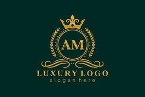 Initial AM Letter Royal Luxury Logo template in vector art for Restaurant, Royalty, Boutique, Cafe, Hotel, Heraldic, Jewelry, Fashion and other vector illustration.