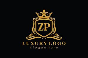 plantilla de logotipo de lujo real de letra zp inicial en arte vectorial para restaurante, realeza, boutique, cafetería, hotel, heráldica, joyería, moda y otras ilustraciones vectoriales. vector