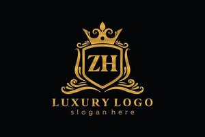 Initial ZI Letter Royal Luxury Logo template in vector art for Restaurant, Royalty, Boutique, Cafe, Hotel, Heraldic, Jewelry, Fashion and other vector illustration.