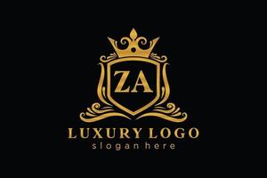 Initial ZA Letter Royal Luxury Logo template in vector art for Restaurant, Royalty, Boutique, Cafe, Hotel, Heraldic, Jewelry, Fashion and other vector illustration.