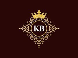letra kb logotipo victoriano de lujo real antiguo con marco ornamental. vector