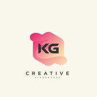 KG Initial Letter logo icon design template elements with wave colorful art vector