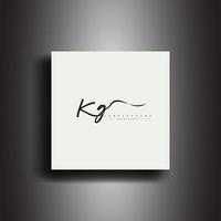 KG Signature style monogram.Calligraphic lettering icon and handwriting vector art.