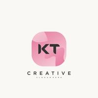 Elementos de plantilla de diseño de icono de logotipo de letra inicial kt con arte colorido de onda vector