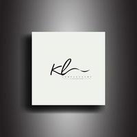 KL Signature style monogram.Calligraphic lettering icon and handwriting vector art.