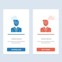 Man User Manager Student  Blue and Red Download and Buy Now web Widget Card Template vector