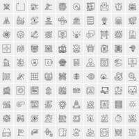 paquete de 100 iconos de líneas universales para móviles y web vector