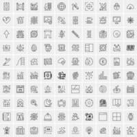 paquete de 100 iconos de líneas universales para móviles y web vector