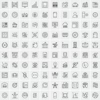 paquete de 100 iconos de líneas universales para móviles y web vector