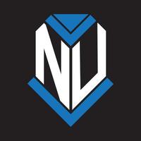 NU letter logo design on black background. NU creative initials letter logo concept. NU letter design. vector