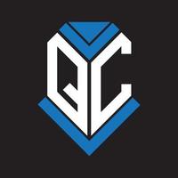 QC letter logo design on black background. QC creative initials letter logo concept. QC letter design. vector