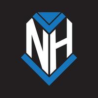 diseño del logotipo de la letra nh sobre fondo negro. concepto de logotipo de letra de iniciales creativas nh. diseño de letras nh. vector