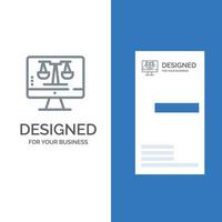 Digital Law Online Computer Technology Screen Grey Logo Design and Business Card Template vector