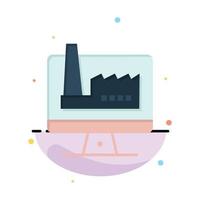 Computer Building Monitor Factory Abstract Flat Color Icon Template vector