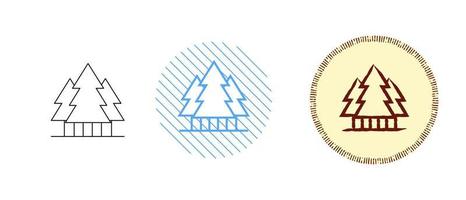 This is a set of contour and colored forest icons vector