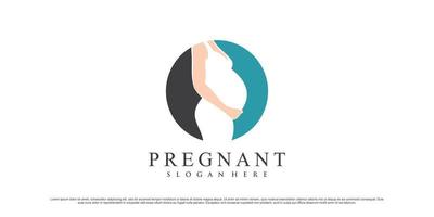 Pregnant mother logo design illustration with circle concept and creative element vector