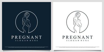 Women pregnant logo design template with simple concept and creative element vector