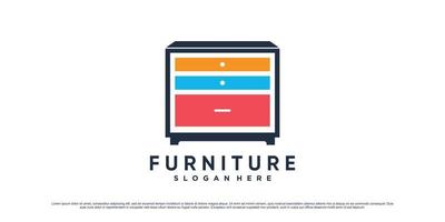 Colorful furniture logo design template for business property icon with creative element concept vector