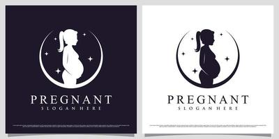 Women pregnant logo design template with simple concept and creative element vector