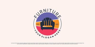 Colorful furniture logo design template for business property icon with creative element concept vector