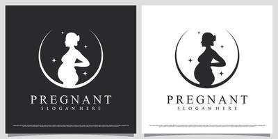 Women pregnant logo design template with simple concept and creative element vector