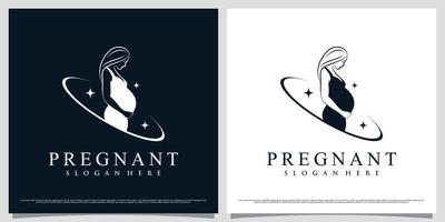 Women pregnant logo design template with simple concept and creative element vector