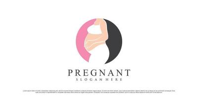 Pregnant mother logo design illustration with circle concept and creative element vector