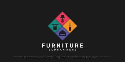 Colorful furniture logo design template for business property icon with creative element concept vector