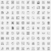 paquete de 100 iconos de líneas universales para móviles y web vector