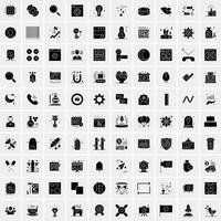 Set of 100 Business Solid Glyph icons vector