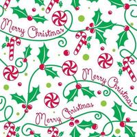 Seamless Pattern of Christmas with Candy Cane and Merry Christmas wordings-Christmas Vector Design