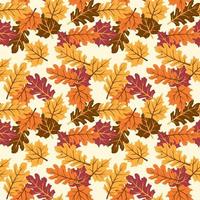 Autumn maple and oak leaves with Ivory background. Perfect for fall and Thanksgiving. Seamless vector pattern