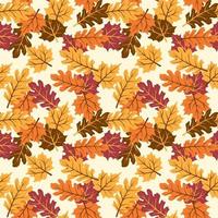 Autumn maple and oak leaves with Ivory background. Perfect for fall and Thanksgiving. Seamless vector pattern