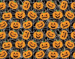 Seamless pattern of Halloween with Cute Pumpkins and Spider Web-Halloween Vector Design