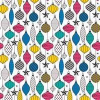 Seamless Pattern of Colorful Christmas Ornaments - Christmas Vector Design