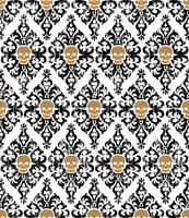 Seamless pattern of Halloween Damask with Gold Skull-Halloween   Vector Design